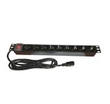 PDU EMTEX aluminiu C14, 19 inch, 9 prize Schuko ,16A, 3500W, 3x1.5, 3M 1U