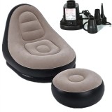 Fotoliu Gonflabil cu Taburet APF&reg; - Set Sezlong Pliabil, Confortabil, cu Pompa Electrica Inclusa