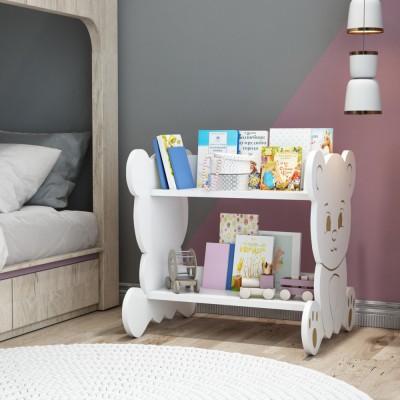 Raft pentru carti Tarnby 60 x 56x 56 cm alb cu 2 polite model ursulet [en.casa] HausGarden Leisure foto