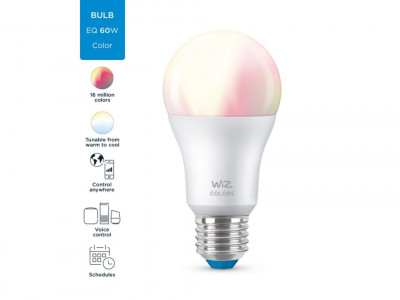 Bec led WiZ Wi-Fi Bluetooth 8W E27 2200-6500K RGB 806lm Philips 8718699787059 foto