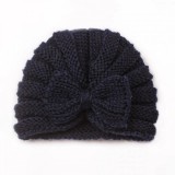 Caciulita bleumarin crosetata tip turban cu fundita (Marime Disponibila: 3-6