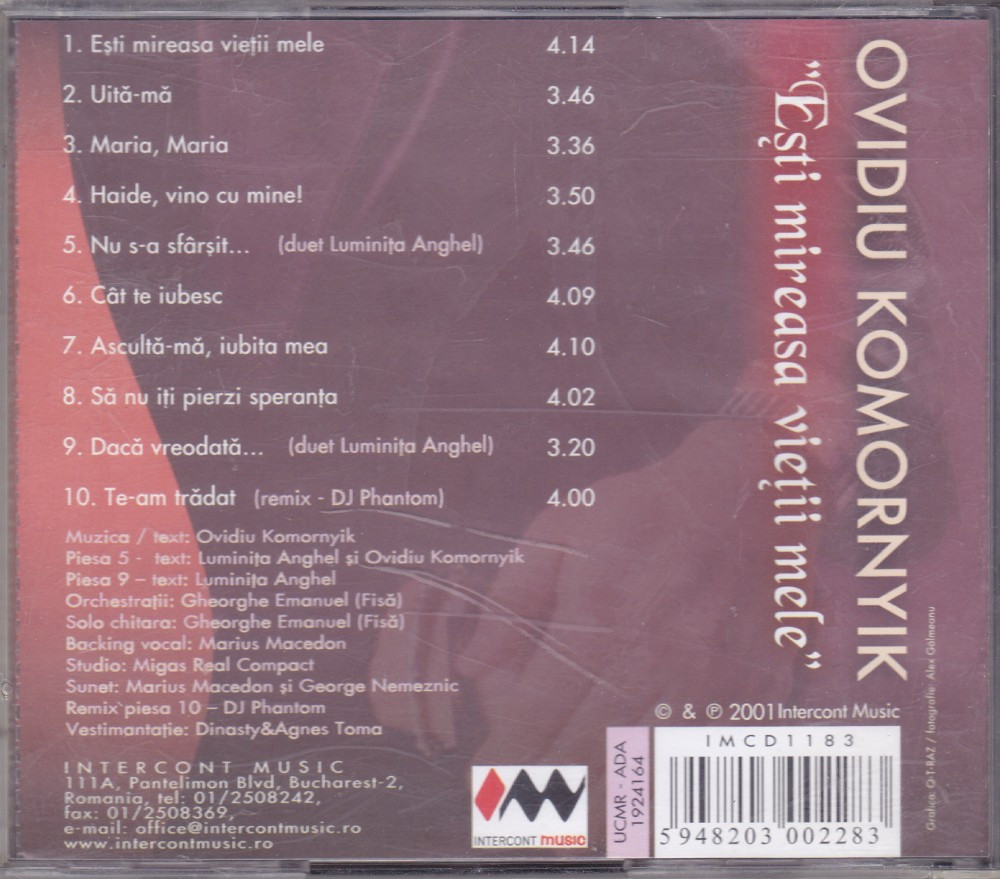 CD Pop: Ovidiu Komornyik - Esti mireasa vietii mele ( 2001, original ) |  Okazii.ro