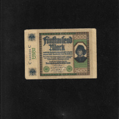 Rar! Germania 5000 5.000 marci mark 1922 16 sept seria858588 Spinelli uzata