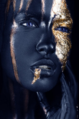 Tablou canvas Make-up auriu-blue5, 50 x 75 cm foto