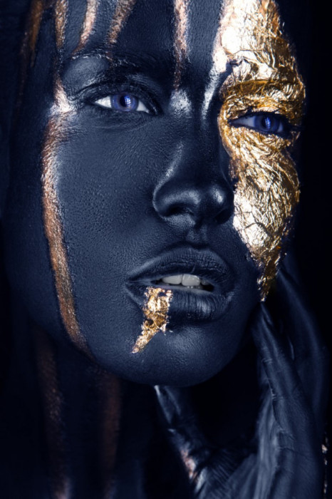 Tablou canvas Make-up auriu-blue5, 30 x 45 cm