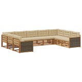 vidaXL Set de canapele de exterior cu pernă 9 pcs Natural și Bej 3383831