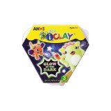 Plastilina fosforescenta iClay,set 3 recipiente 18 grame-roz,verde,portocaliu