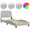 Cadru de pat cu LED fara saltea, Hanko, gri deschis, 80x200 cm, catifea