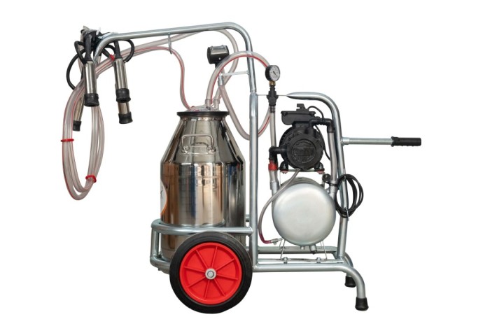 Aparat de muls vaci EMT, un bidon inox 40 litri, un post, pompa vacuum ulei