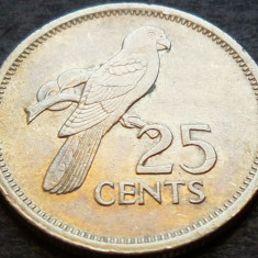 Moneda exotica 25 CENTI - Insulele SEYCHELLES, anul 1982 * cod 4092 B
