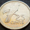 Moneda exotica 25 CENTI - Insulele SEYCHELLES, anul 1982 * cod 4092 B