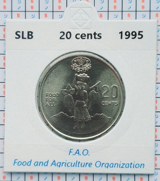 Solomon 20 cents 1995 UNC tiraj 20.000 - cartonas personalizat - km 82 - A015