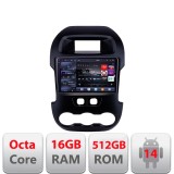 Navigatie Ford Ranger 2011-2015 8 core QLED 2K 16+512GB 360 Android Waze USB Navigatie Internet Youtube Radio Edotec