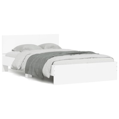 Gossi cadru de pat cu tablie si led, alb, 135x190 cm foto