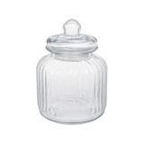 Borcan pentru dulciuri, model dungi reliefate, Sticla, 17x24 cm, ATU-087233, Oem