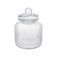 Borcan pentru dulciuri, model dungi reliefate, Sticla, 17x24 cm, ATU-087233
