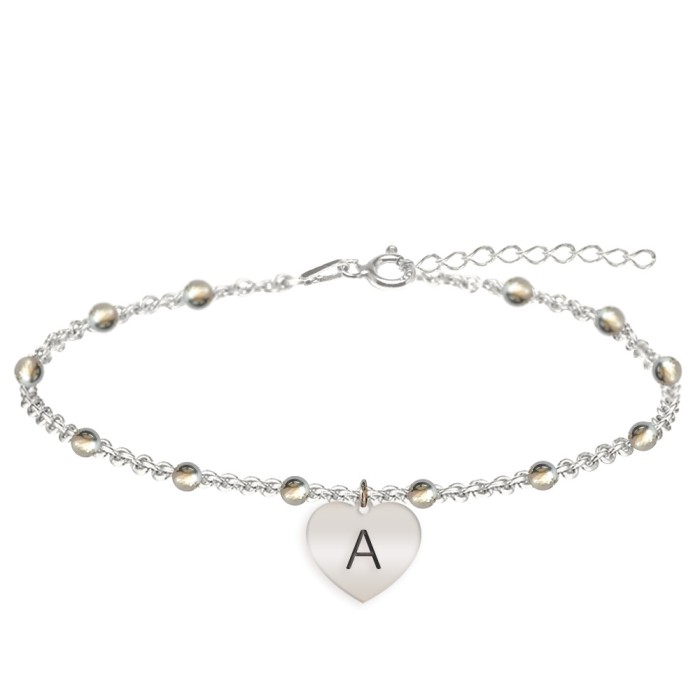 Filiz - Bratara personalizata tip salba pentru picior cu inimioara din argint 925