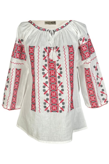 Bluza tip ie dama B23, alb/rosu ferrari, marimea S