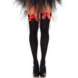 Leg Avenue Hosiery-Ciorapi P&acirc;nă la Coapsă din Nylon cu Fundiță-Roșu &ndash; Mărime Unică