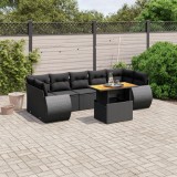 Cumpara ieftin Gossi set mobilier de gradina cu perne, 8 piese, negru, poliratan