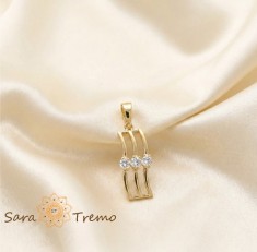 Pandantiv Trei Stele , Pandantiv placat 14K cu zirconia, 2 cm foto