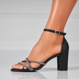 Sandale dama cu Toc Negre din Glitter Nyasia2, 35, Negru