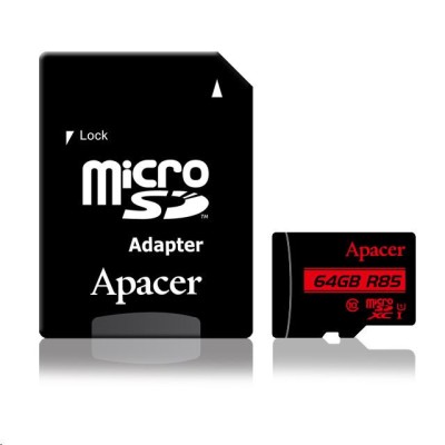 Card microSDXC UHS-I Apacer 64GB clasa10 cu adaptor SD foto
