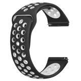 Curea silicon compatibila Huawei Watch GT 2 Pro, telescoape QR, Negru/Alb