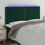 vidaXL Tăblie de pat cu LED, verde &icirc;nchis, 200x5x118/128 cm, catifea 3122353