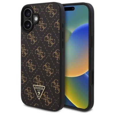 Husa pentru iPhone 16 Plus - Guess Hardcase 4G Triangle Metal Logo (GUHCP16MPG4GPK) - Black foto