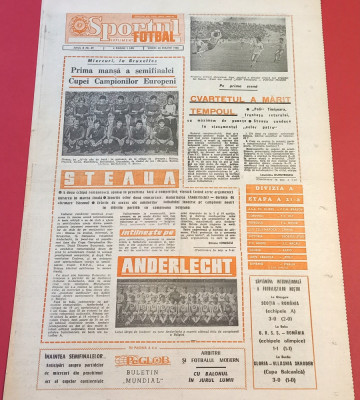 Ziarul Sportul supliment FOTBAL 28.03.1986(prefata Anderlecht-Steaua semifinala) foto