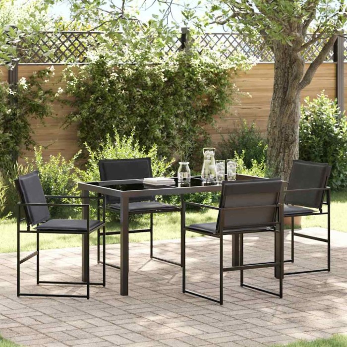 vidaXL Set de masă pentru grădină Manual 5 pcs Negru 140 x 70 x 73 cm 3379333