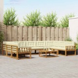 vidaXL Set de canapele de exterior cu pernă 10 pcs Natural și Crem 3368198