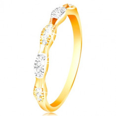 Inel din aur de 14K - bicolor, cu zirconii, brațe strălucitoare - Marime inel: 51