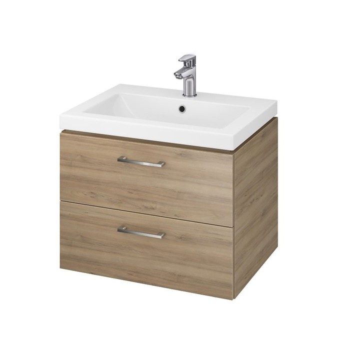 Baza si lavoar CSB8081 - 60 cm, suspendat, sertare, nuc