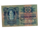 Austro-Ungaria 1913 - 20 kronen, stampila locala, circulata