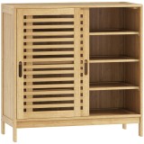 HOMCOM Pantofar cu 2 uși glisante cu lamele, rafturi reglabile pentru 16 perechi de pantofi, 80x35x80 cm, natural | Aosom Romania