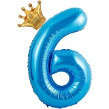 Balon din Folie Metalizata Cyrax, Albastru Cifra 6