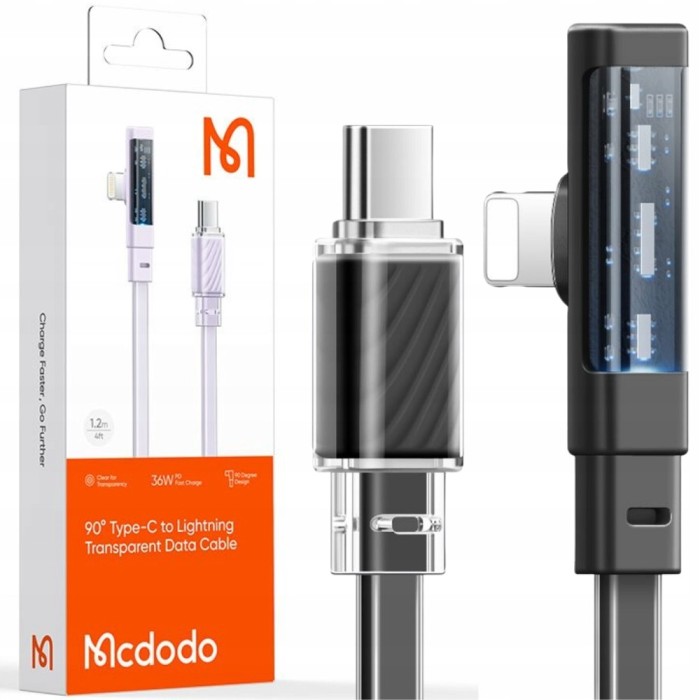 Mcdododo Usb-C De Mare Viteză Pentru Iphone 36W 1.8M Cablu Unghiular Negru