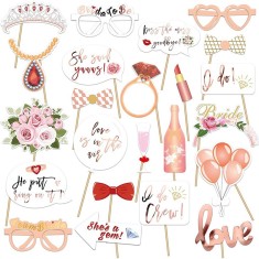 Set 23 de accesorii pentru petrecere, flippy, props pentru coltul de poze, tematica petrecerea burlacitelor, roz