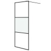 Cabină Duș Walk-in Negru 80x195 cm, Sticlă ESG Semimată, Profil Aluminiu, Bază Duș