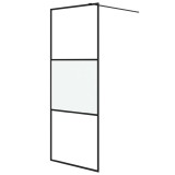 Cumpara ieftin Cabină Duș Walk-in Negru 80x195 cm, Sticlă ESG Semimată, Profil Aluminiu, Bază Duș