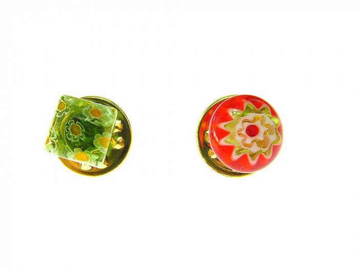 Set 2 martisoare pinuri cu Millefiori rosu/verde