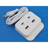 Incarcator retea 230V, max 5.1A, 2xUSB, 2xUSB-C PD, cablu retea 96 cm, Alb