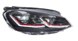Set faruri Vw Golf 7 (5k), 10.2012-2016, montare fata, stanga+dreapta, indicator dinamic; LED; manual; rama rosie; Tuning; LED, Vland