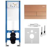 Set Cadru &Icirc;ngropat Slim 024N pentru WC cu Buton T Brush Copper