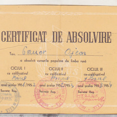 bnk div Certificat de absolvire ARLUS - limba rusa - 1951-1954