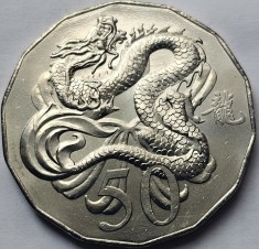 50 cents 2012 Australia, Year of the Dragon, km#2020 unc