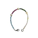 B261. Bratara de Lux Perle Morganit Turmalina Aquamarin Aventurin, Multicolor