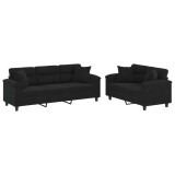 Cumpara ieftin Set de canapele cu perne, 2 piese, negru, microfibra